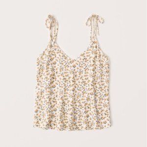 Abercrombie. Tie strap cami - yellow pattern